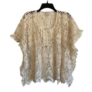 Sundance S Crochet Lace Ivory Cotton Cover Up Tunic Top
